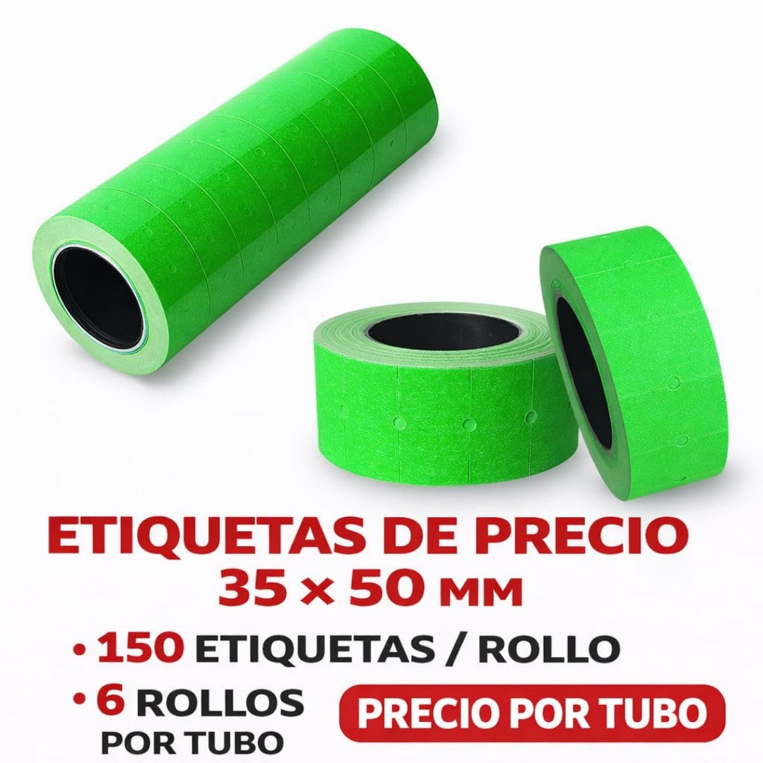 ETIQUETA COLOR 6PCS ROLLO 35MM*50MM*150H