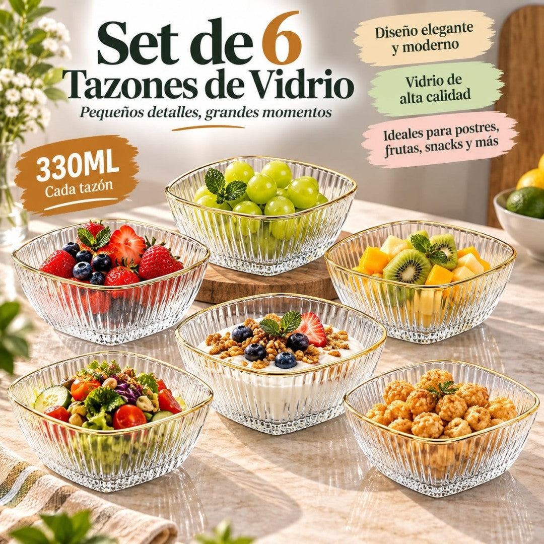 SET TAZA DE VIDRIO 6PCS 12CM 330ML