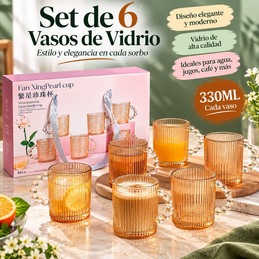 SET VASOS DE VIDRIO 6PCS SF6 A 300ML
