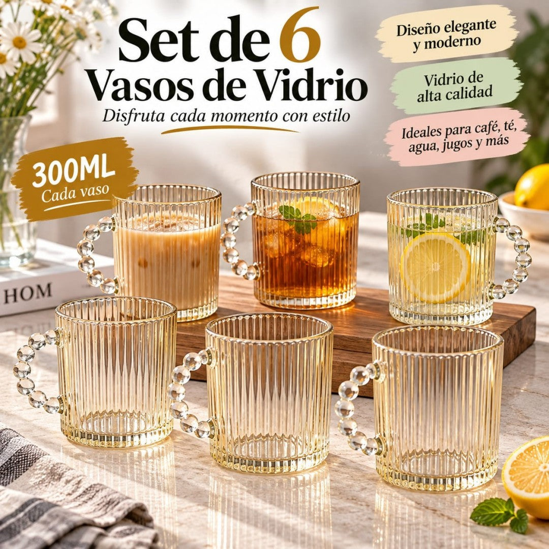 SET VASOS DE VIDRIO 6PCS SF6 B 300ML