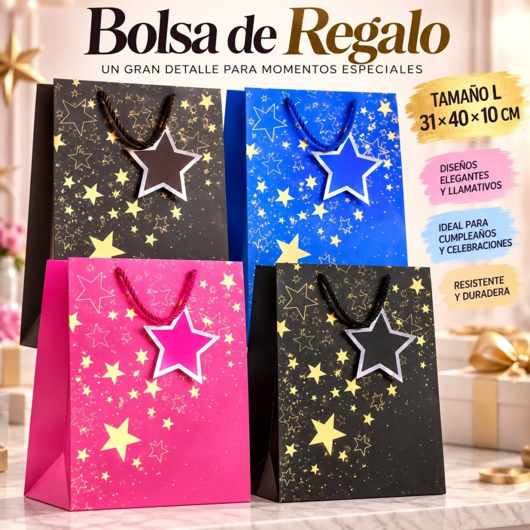BOLSA REGALO L 31*40*12CM ESTRELLA
