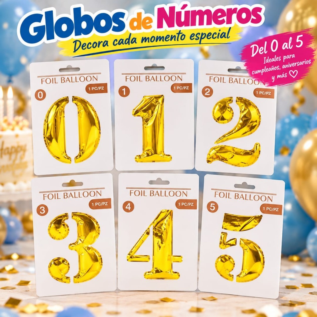 GLOBO NUMERO DORADO 012345 MED