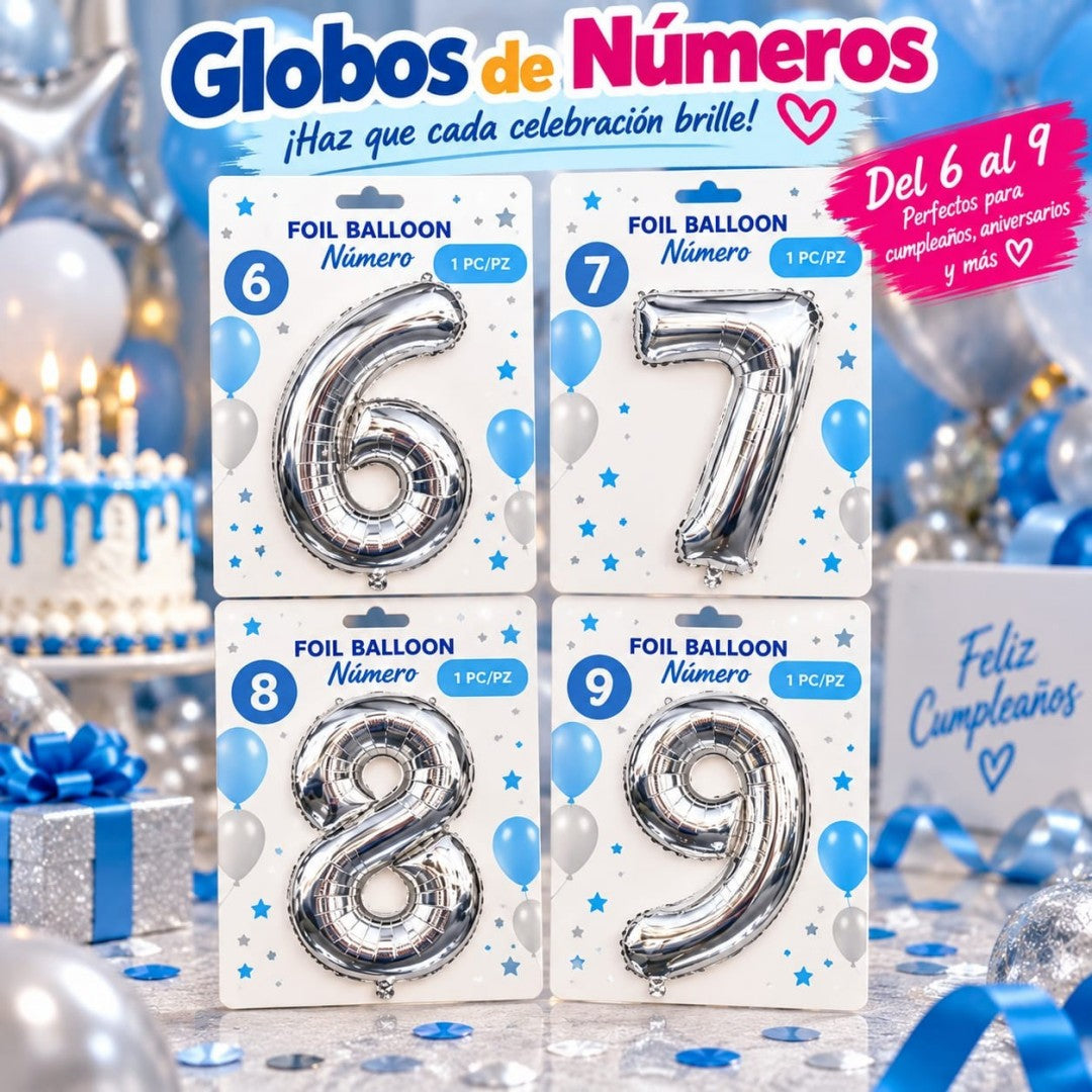 GLOBO NUMERO PLATIADO 6789 MED