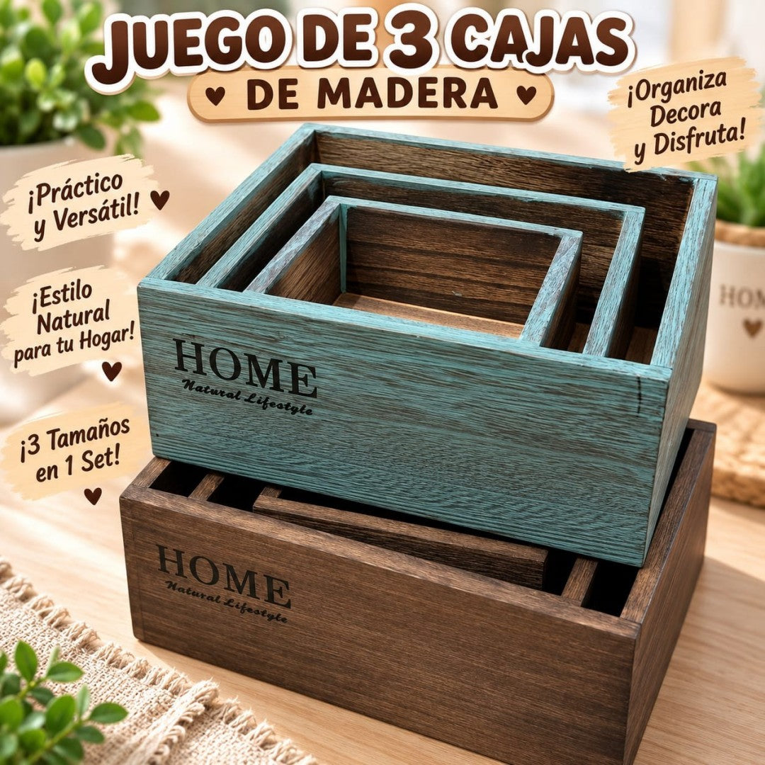 SET CAJAS DE MADERA 3PCS TBT-1