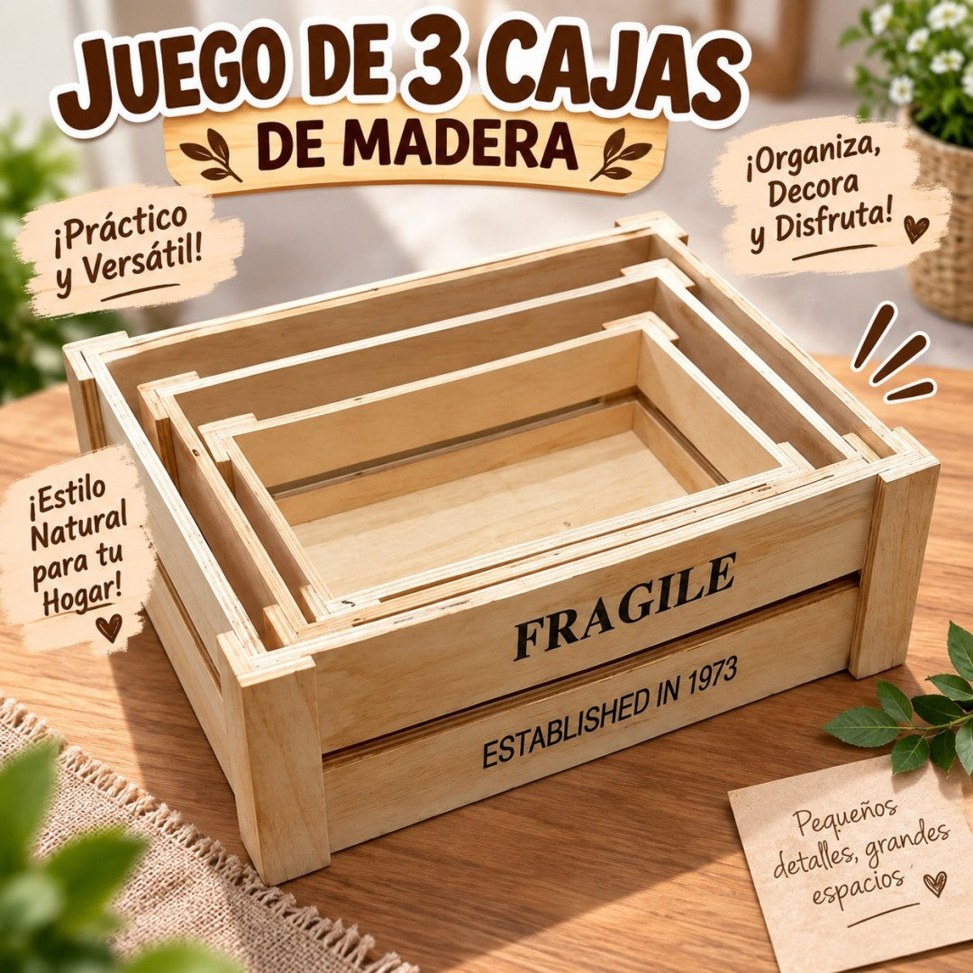SET CAJAS DE MADERA 3PCS YBY-082