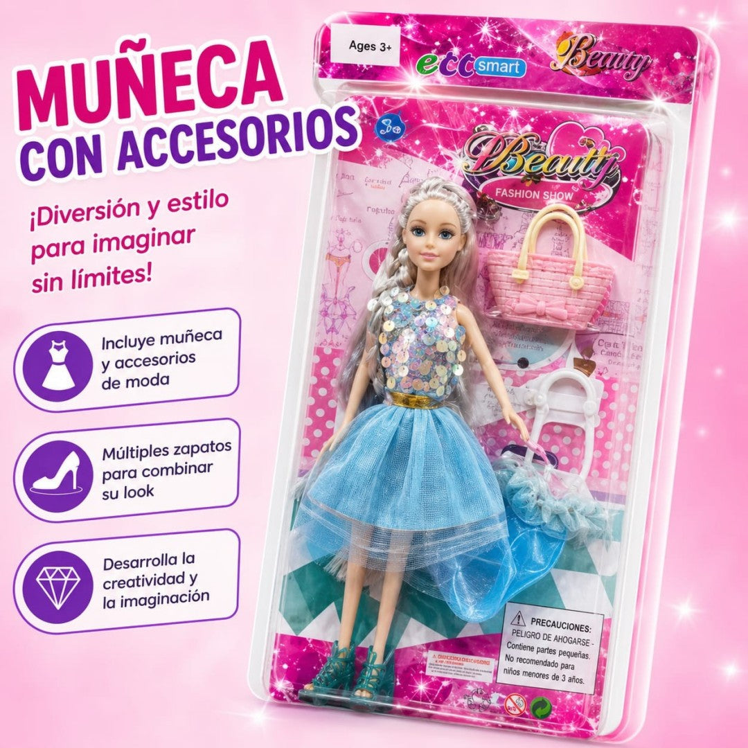 MUNECA BARBIE C/VESTIDO 11PUL 111-6