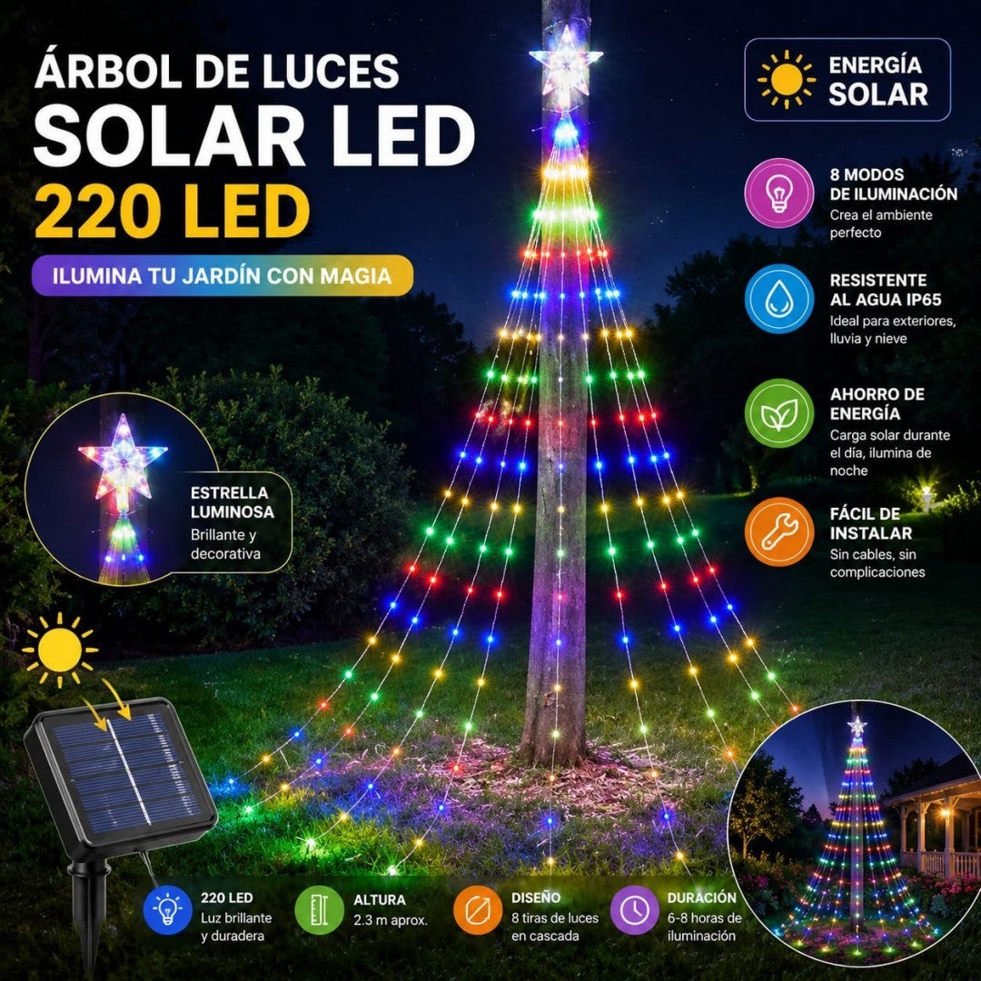 LUZ CASCADA ESTRELLA SOLAR CONTROL 220L