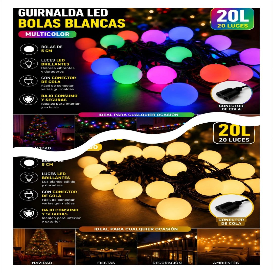 LUZ BOLA CALIDO 5CM 20L