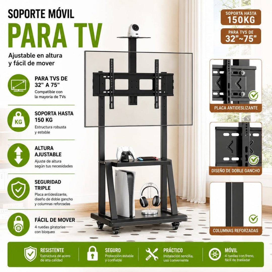 MUEBLE SOPORTE DE PANTALLA CON RUEDA 32-75