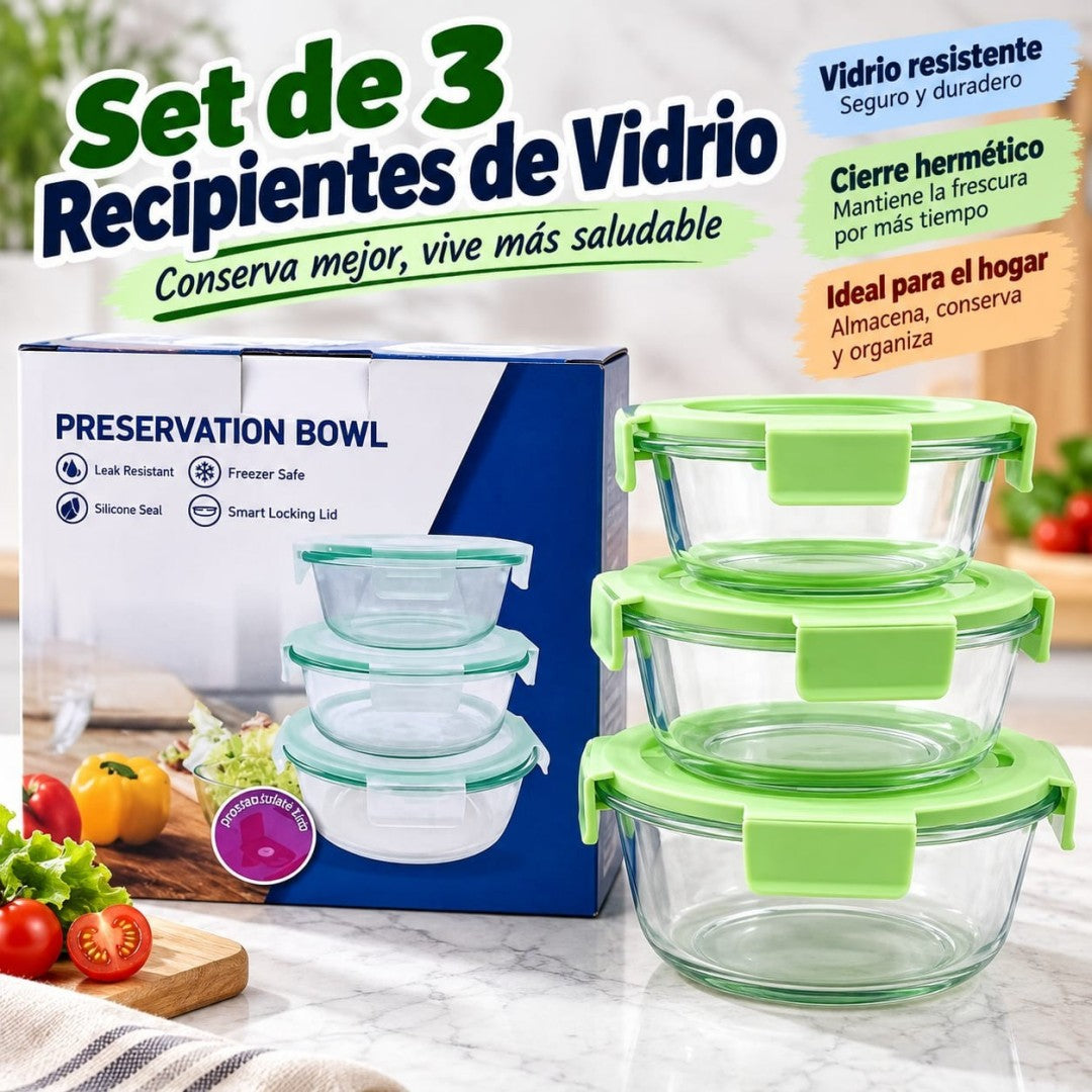 SET RECIPIENTE DE VIDRIO 3PCS