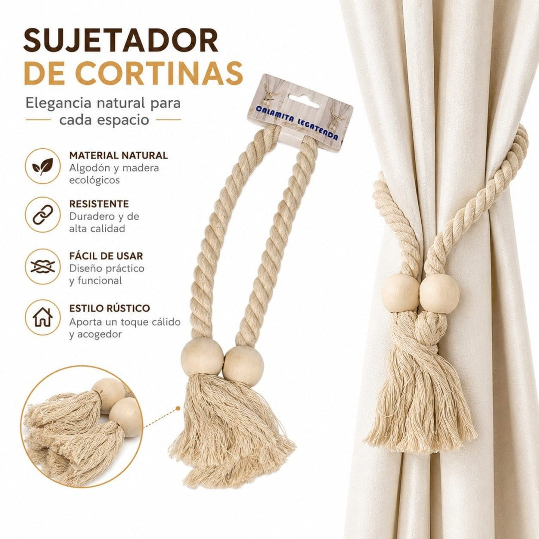 SUJETADORES DE CORTINAS BOLA MADERA
