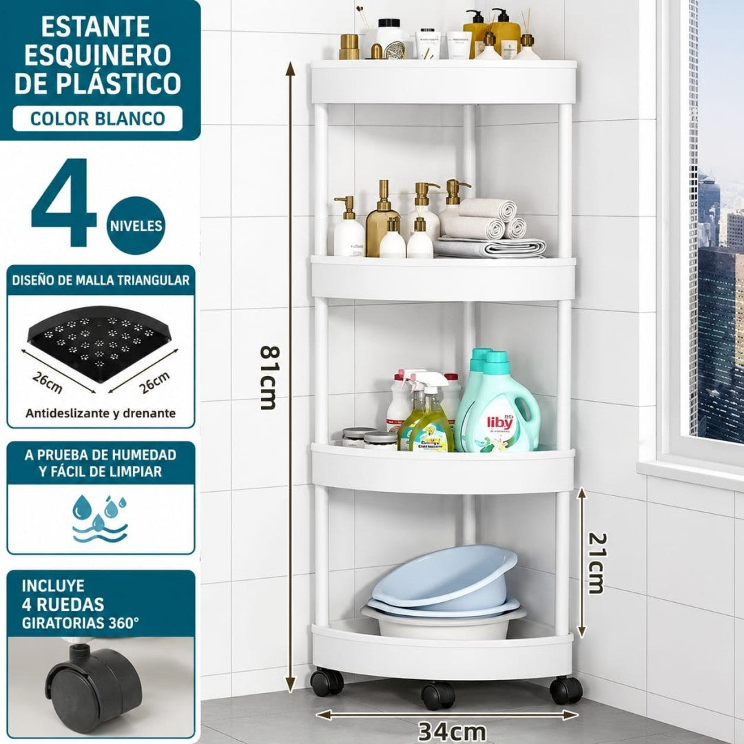ORGANIZADOR ESQUINERO CON RUEDA PARA BANO