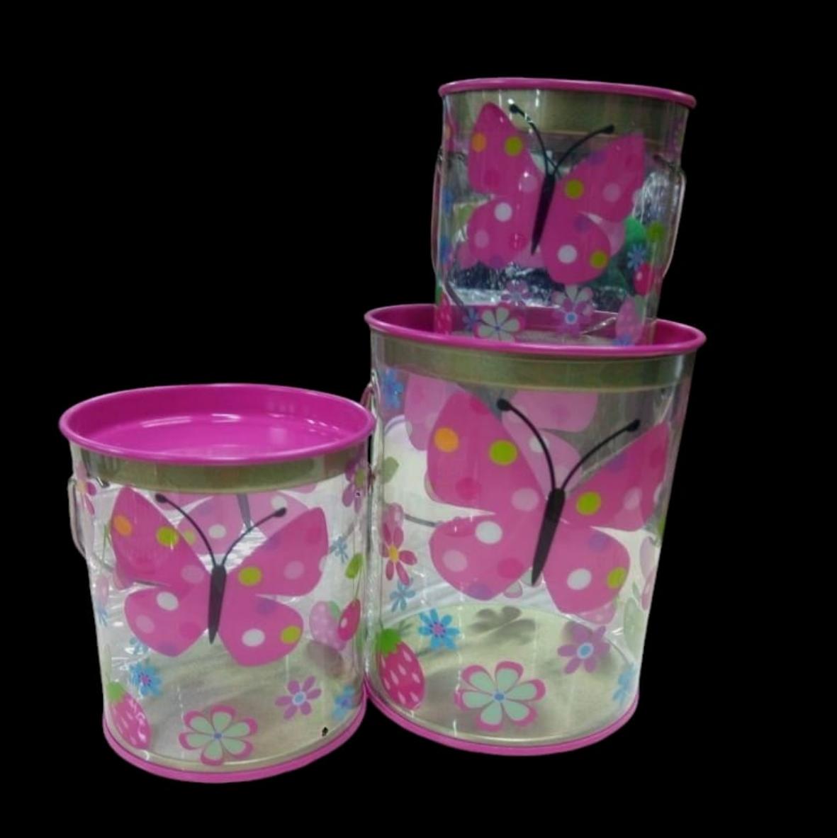 BALDE MARIPOSA ROSADO 3PCS PVC