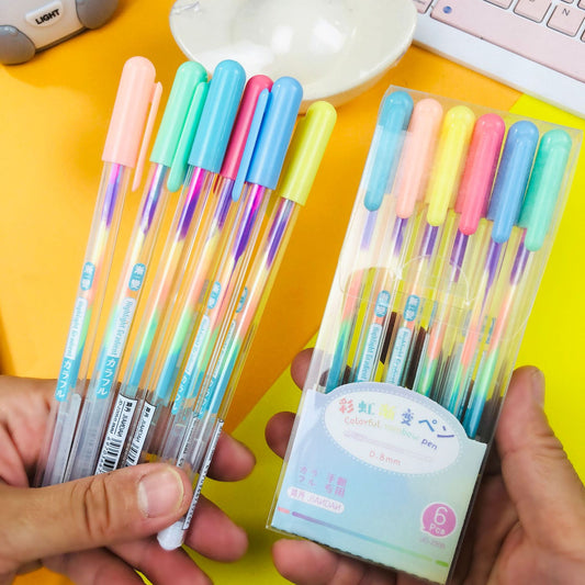 LAPICERO GEL ARCOIRIS 6PCS JD-2206-6