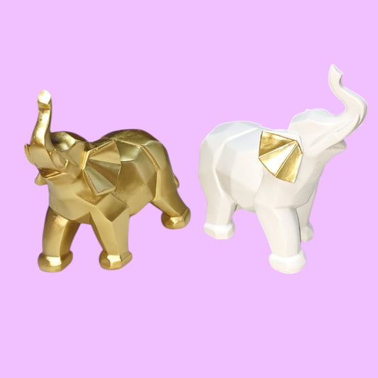 ADORNO ELEFANTE DORADO BLANCO