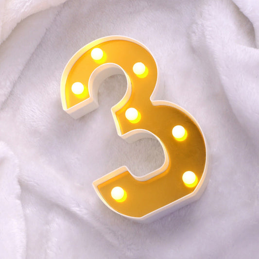 LAMPARA NUMERO LETRA DORADO 0-9 A-Z 16CM