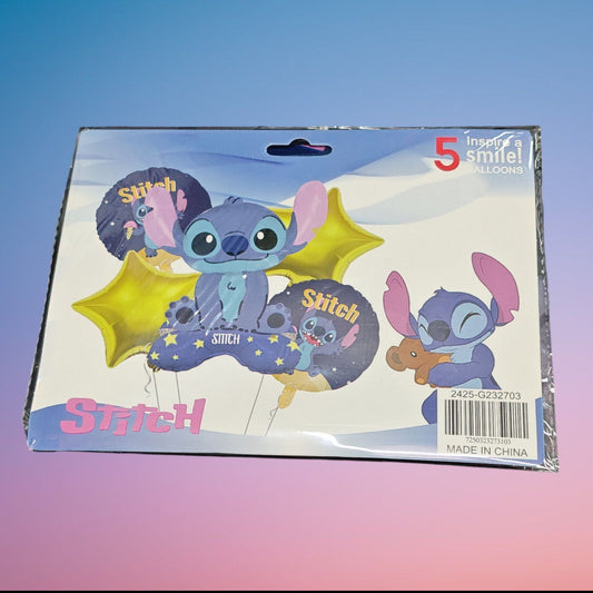 JUEGO GLOBO STITCH 5PCS B