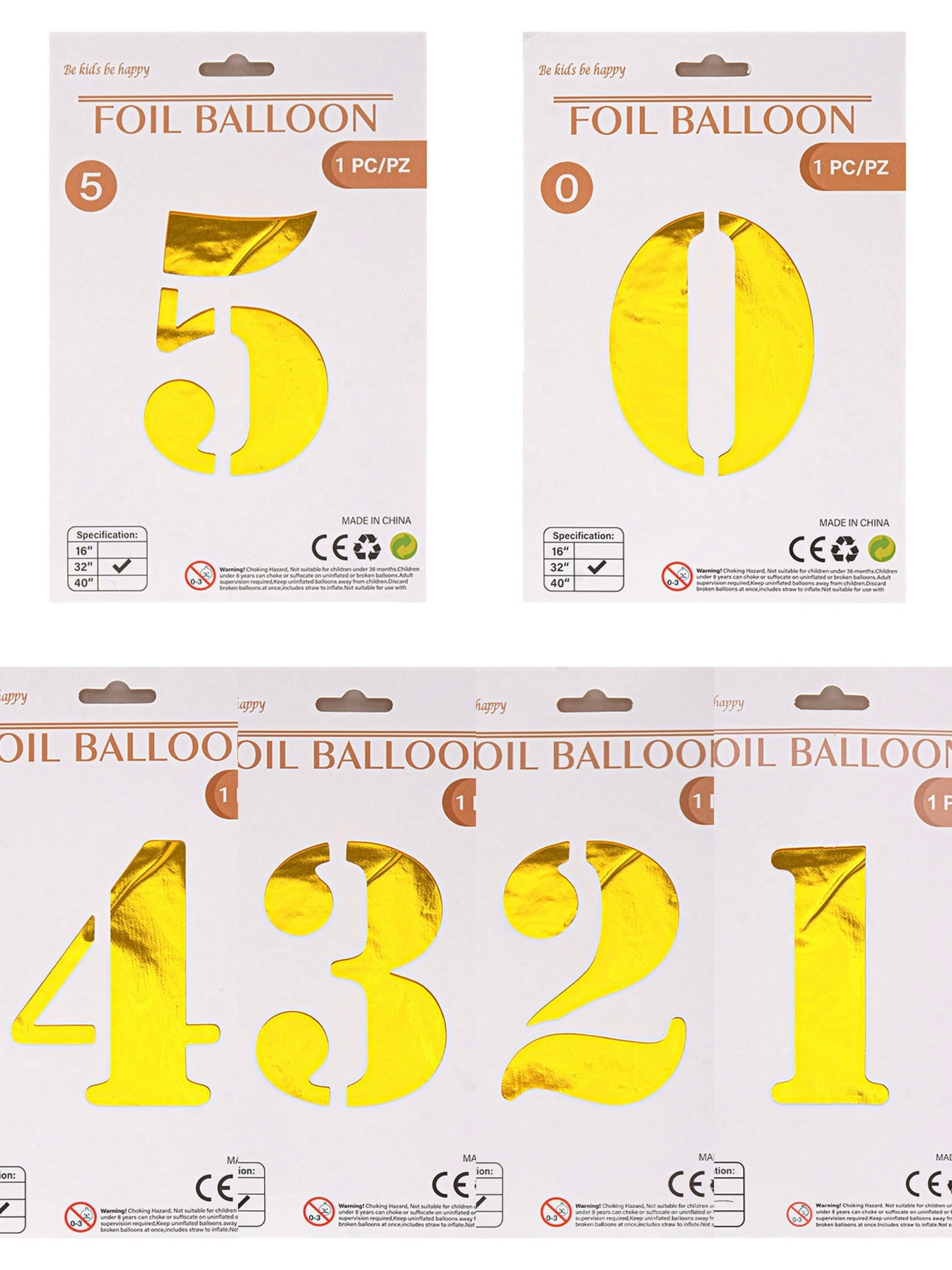 GLOBO NUMERO DORADO 012345 MED