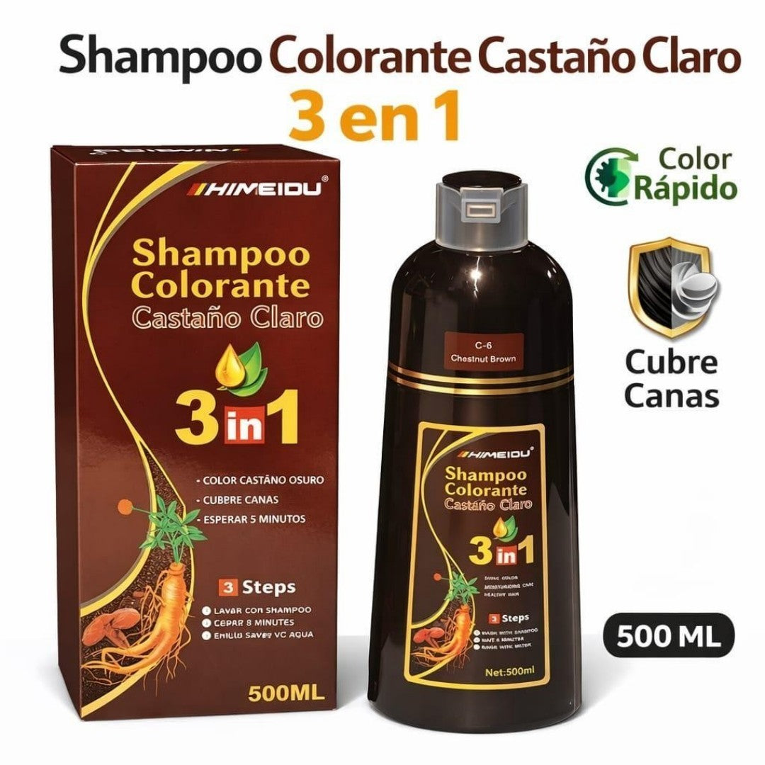 SHAMOO TINTE CUBRE CANAS 3EN1 CASTANO CLARO