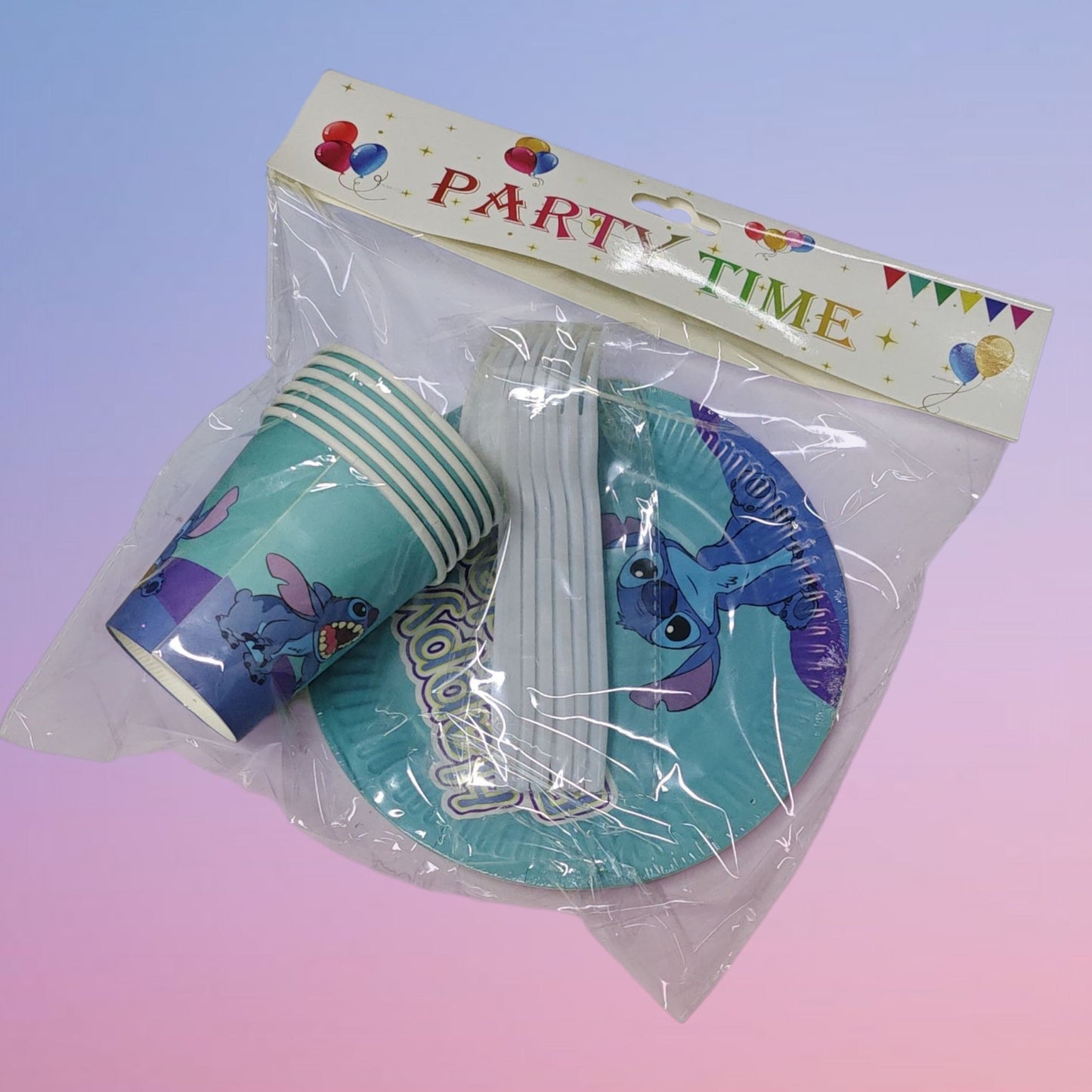 CUBIERTOS DESECHABLE FIESTA STITCH 6PCS 7PULG