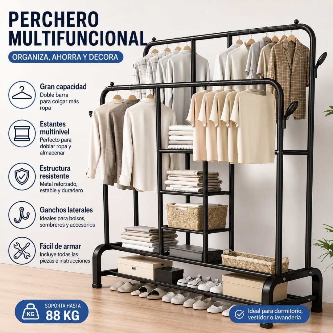 PERCHERO ORGANIZADOR METAL NEGRO