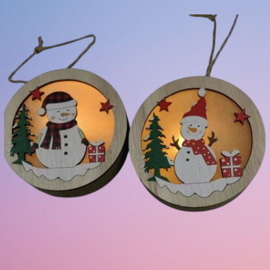 ADORNO CON LUZ MADERA NAVIDAD 10CM