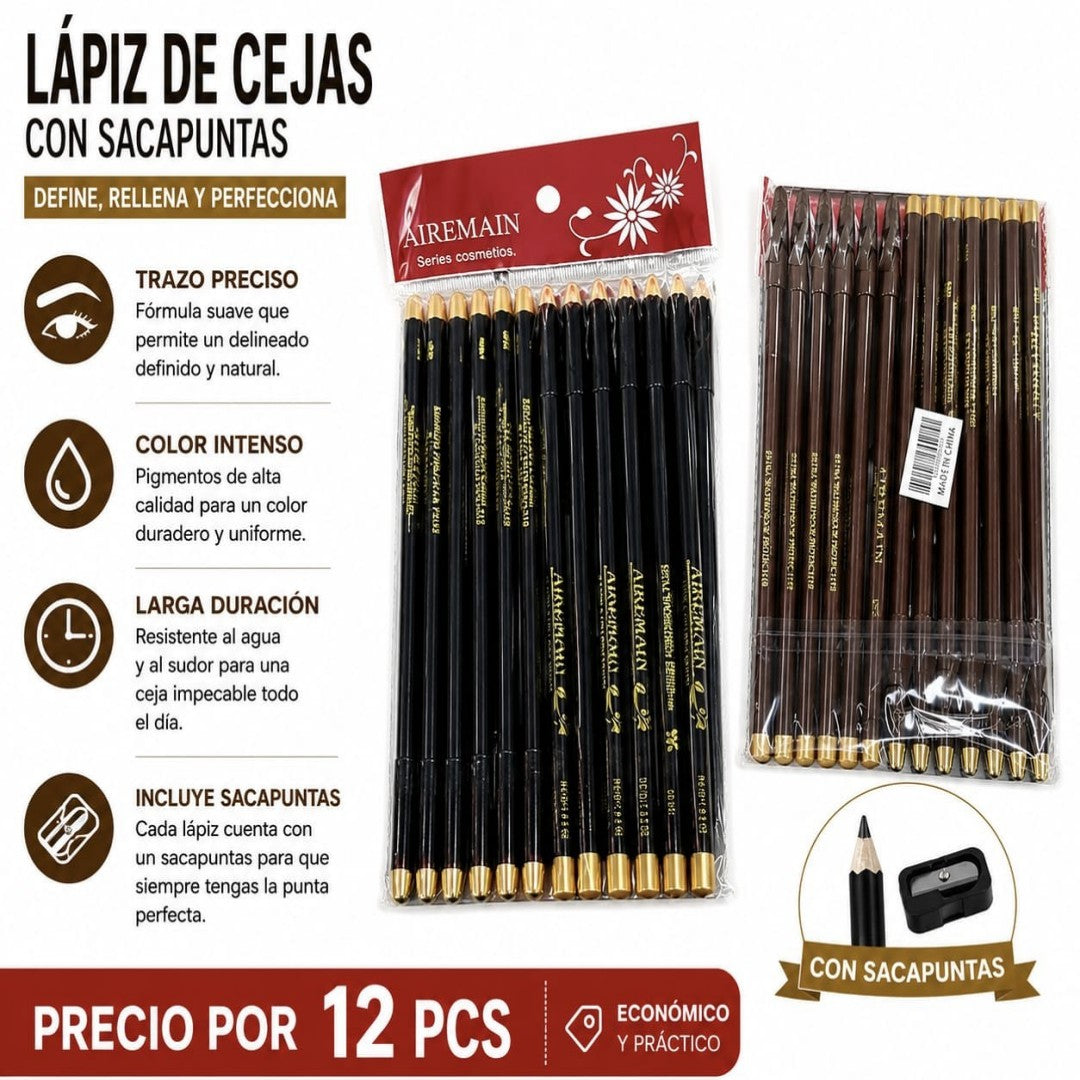 LAPIZ CEJA 12PCS CON TAJADOR NEGRO
