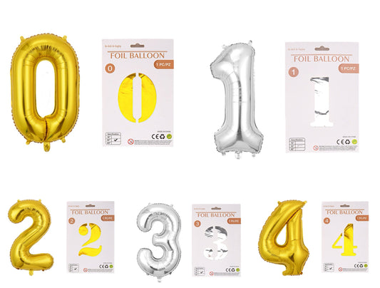 GLOBO NUMERO 40PULG 0-4 DORADO\PLATEADO