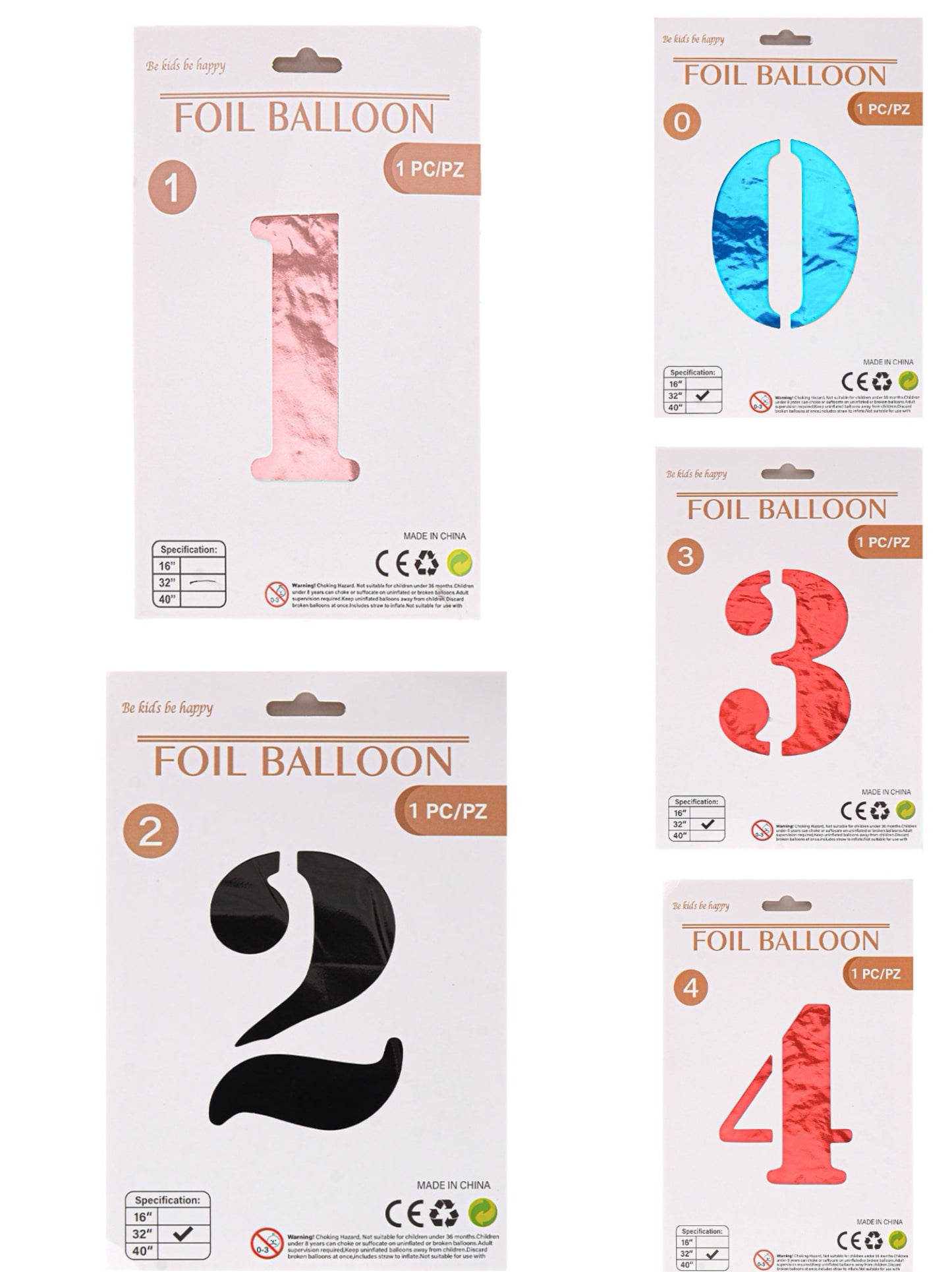 GLOBO NUMERO 32PULG 0-4 COLOR