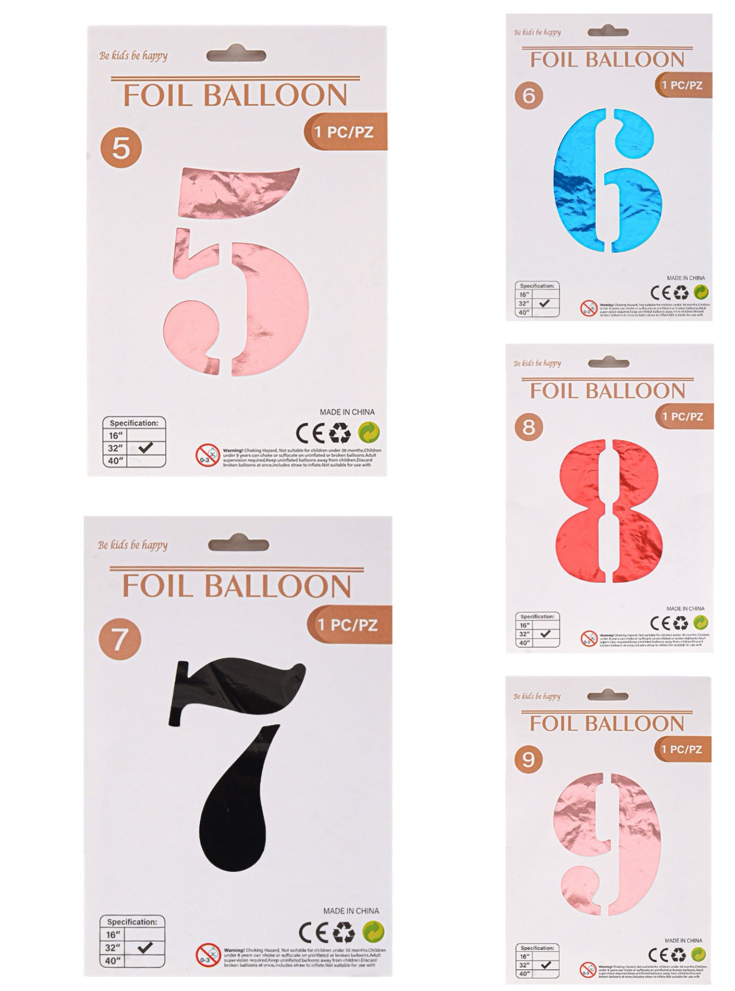 GLOBO NUMERO 32PULG 5-9 COLOR