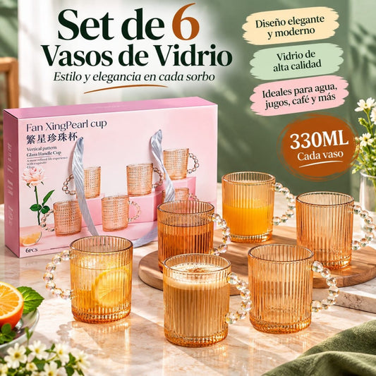 SET VASOS DE VIDRIO 6PCS SF6 A 300ML
