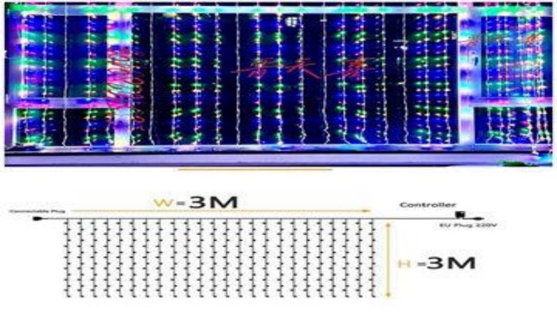 LUZ CASCADA 3M*3M 240L COLOR