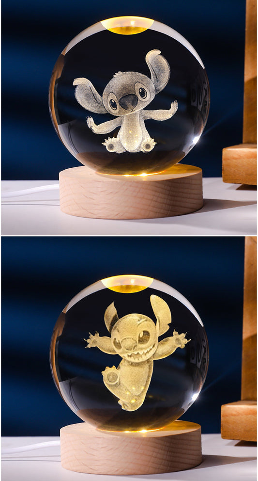 BOLA DE CRISTAL CON LUZ 6CM STITCH