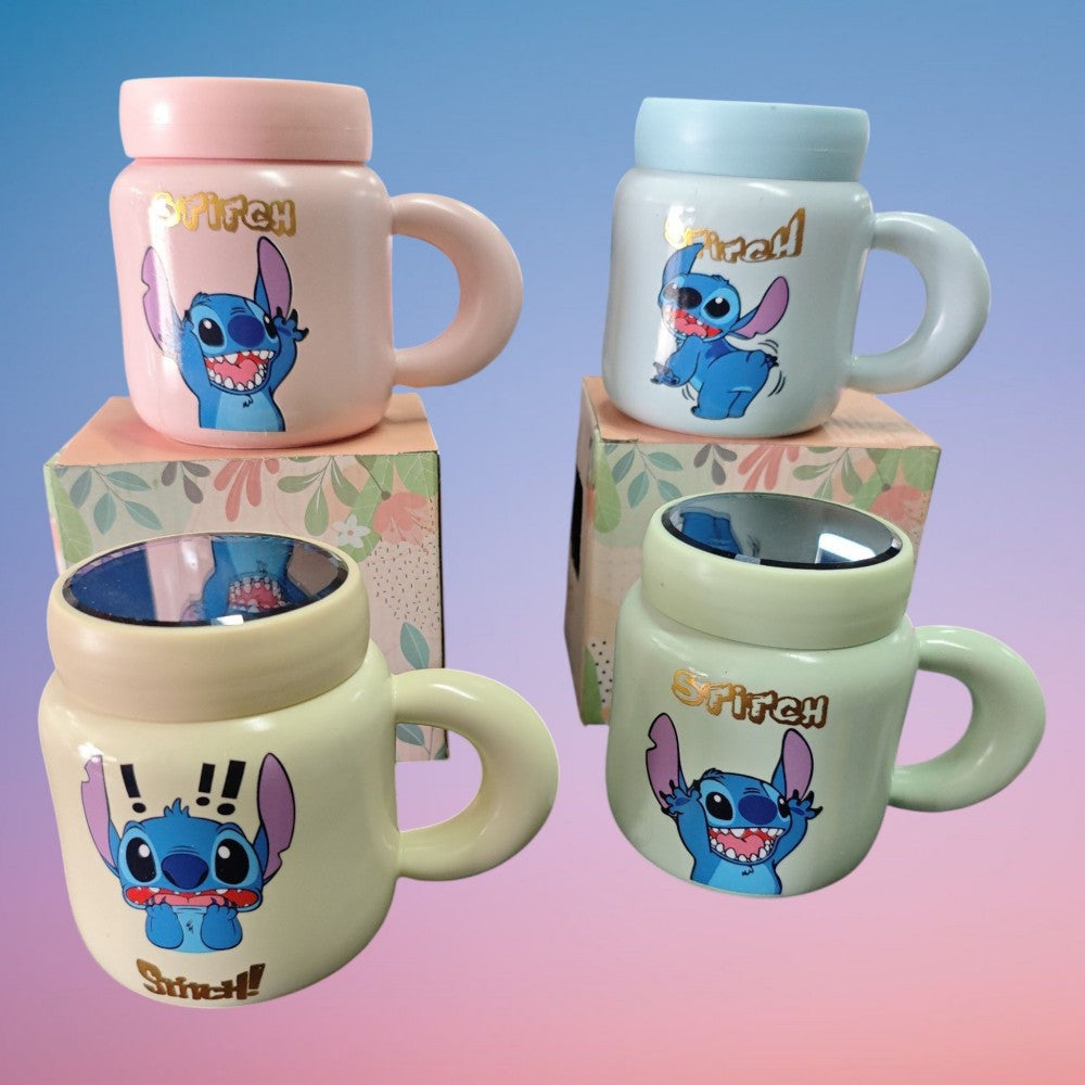 JARRA CERAMICA C\TAPA ESPEJO STITCH