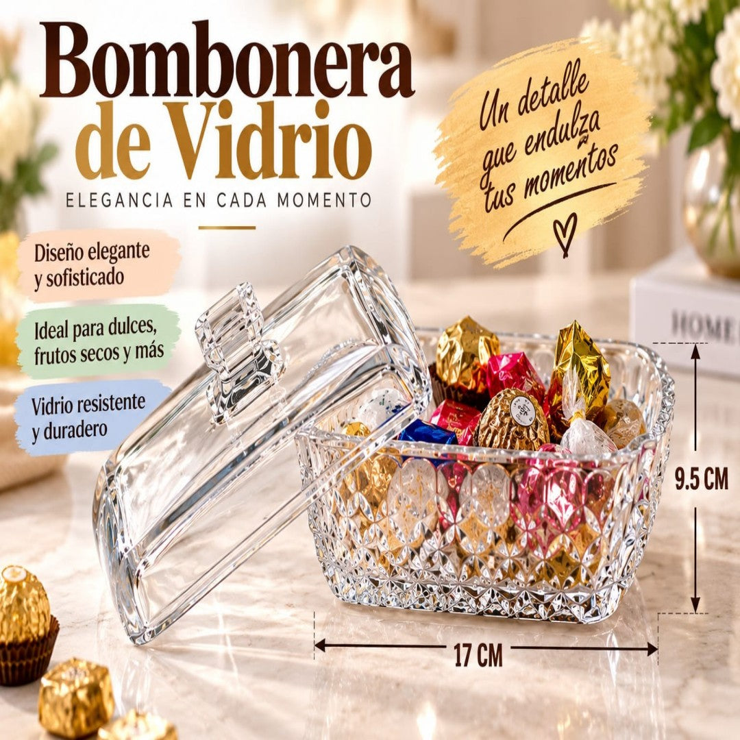 DULCERA DE VIDRIO CON TAPA 17*9.5CM TB019-1A-FQ
