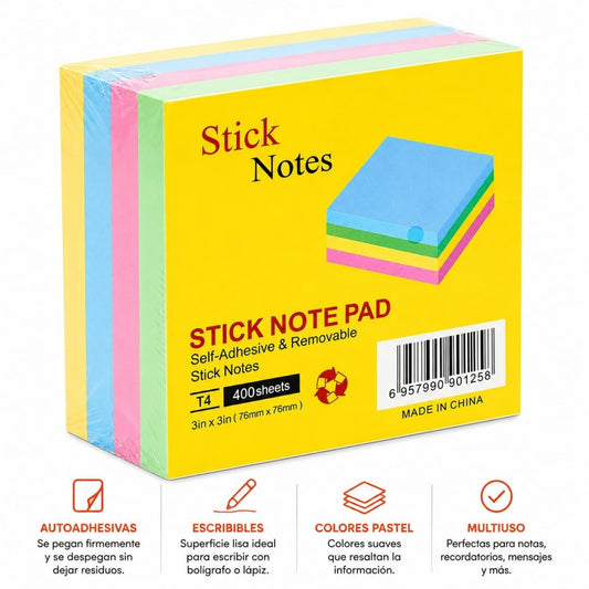 BLOC DE NOTAS ADHESIVA 76MM*76MM 400H