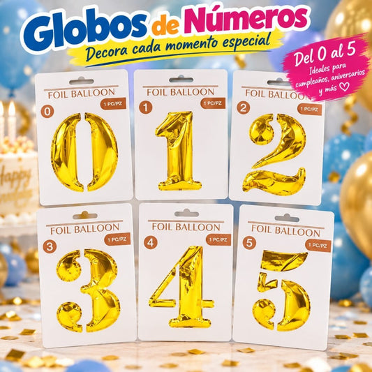 GLOBO NUMERO DORADO 012345 MED