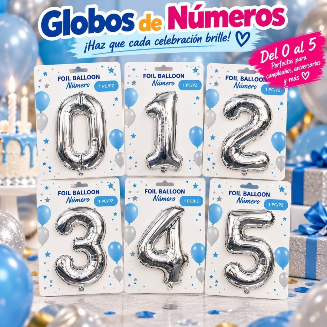 GLOBO NUMERO PLATIADO 012345 MED