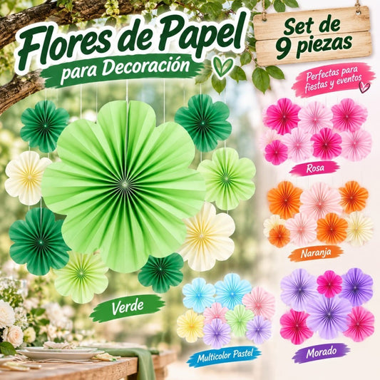 ADORNO ABANICO FLOR GUINDAR 9PCS
