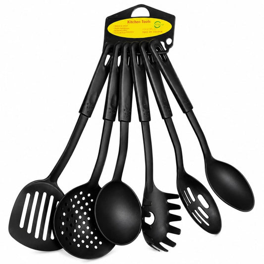 JUEGO DE ESPATULA CUCHARA NEGRO 6PCS JH-07