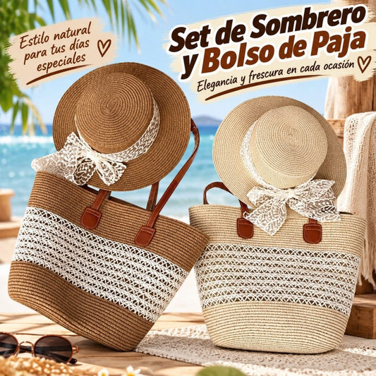 BOLSO+SOMBRERO TEJIDO MUJER LAZO