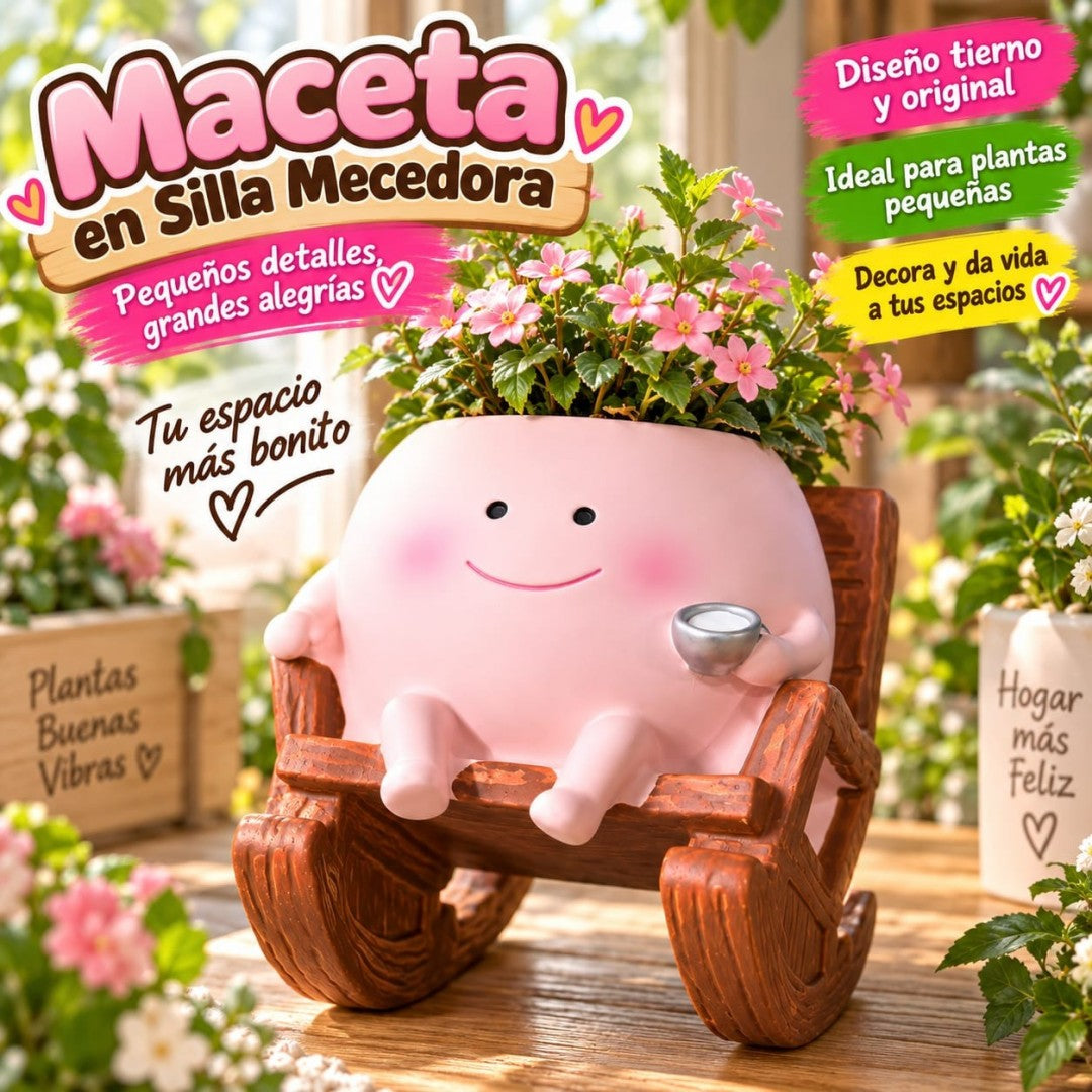 MACETA DECORATIVA EN SILLA MECEDORA 10CM