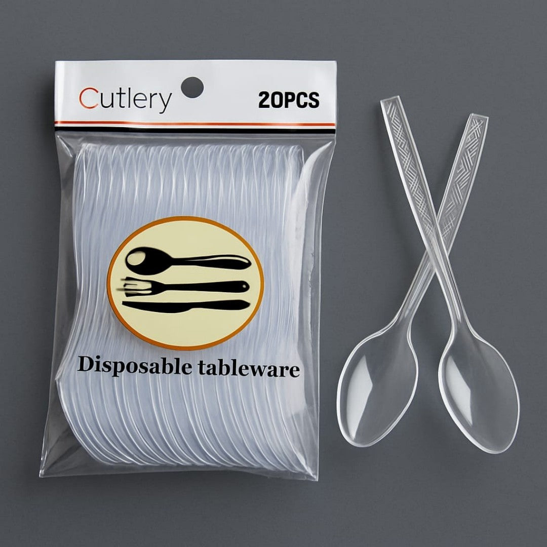 CUCHARA TRANSPALENTE DESECHABLE 20PCS