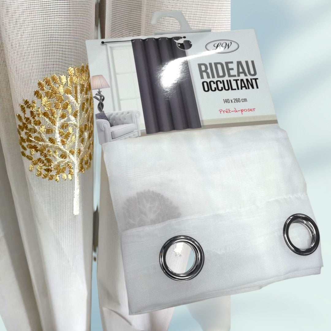 CORTINA VENTANA VOILE BLANCA ARBOL TEJIDO