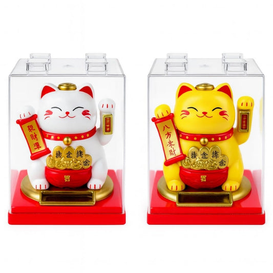 GATO SUERTE SOLAR CON CAJA ACRILICA