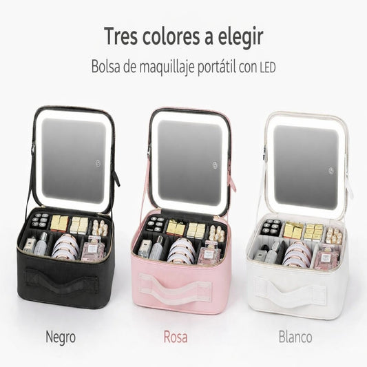 BOLSO MAQUILLAJE CON ESPEJO LED 500A