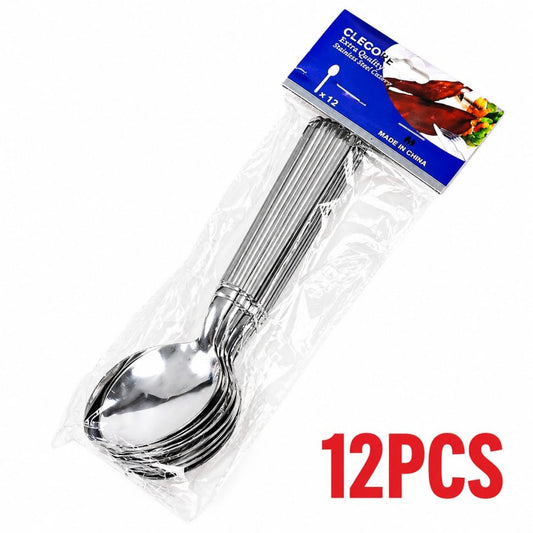 CUCHARA ACERO GDE 12PCS