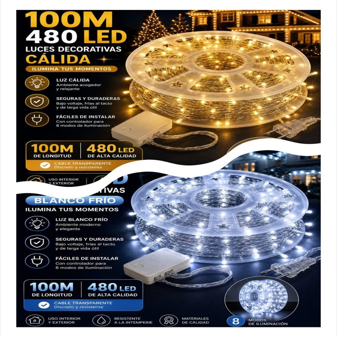 LUZ LED 100M 480L  CALIDO ROLLO