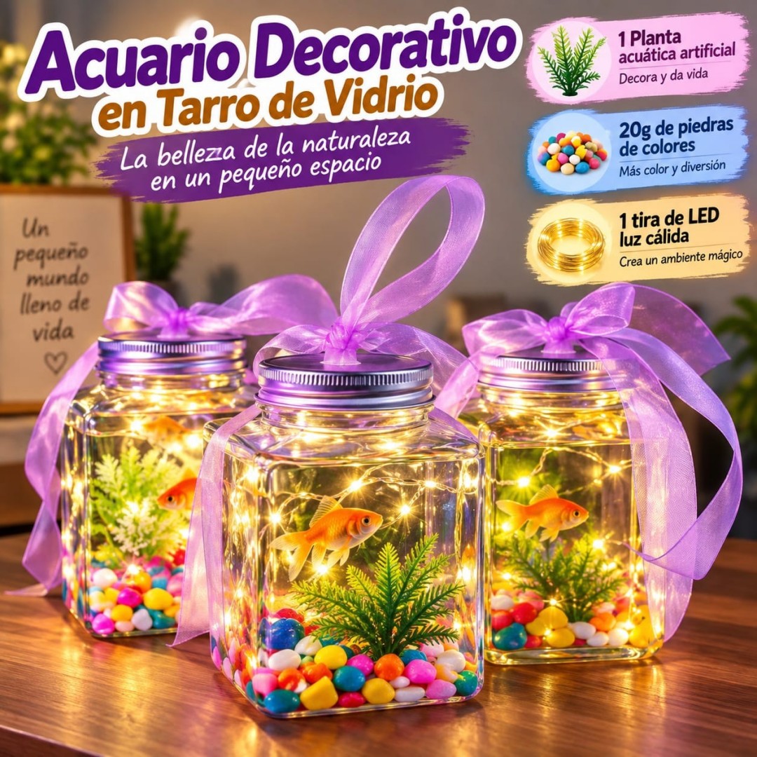 PECERA CON ACCESORIOS Y LUZ LED