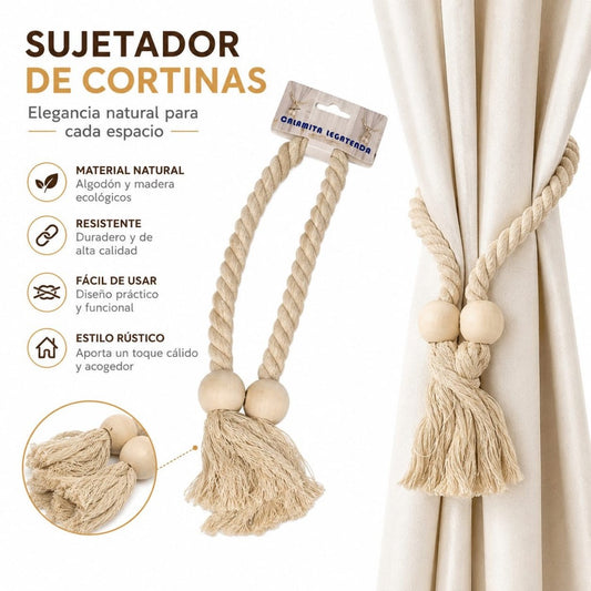 SUJETADORES DE CORTINAS BOLA MADERA